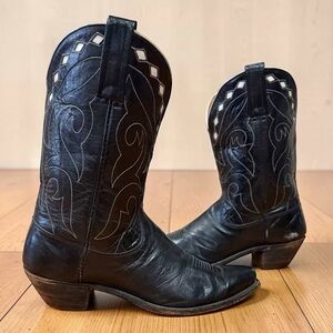 1950s Justin Pee Wee — Women’s 8 Vintage Cowboy Cowgirl Rockabilly Inlay Boots